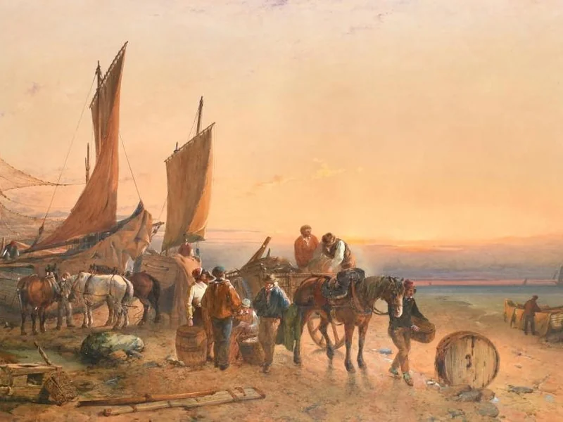 1806-Aaron Edwin Penley - Una scena di mare affollata